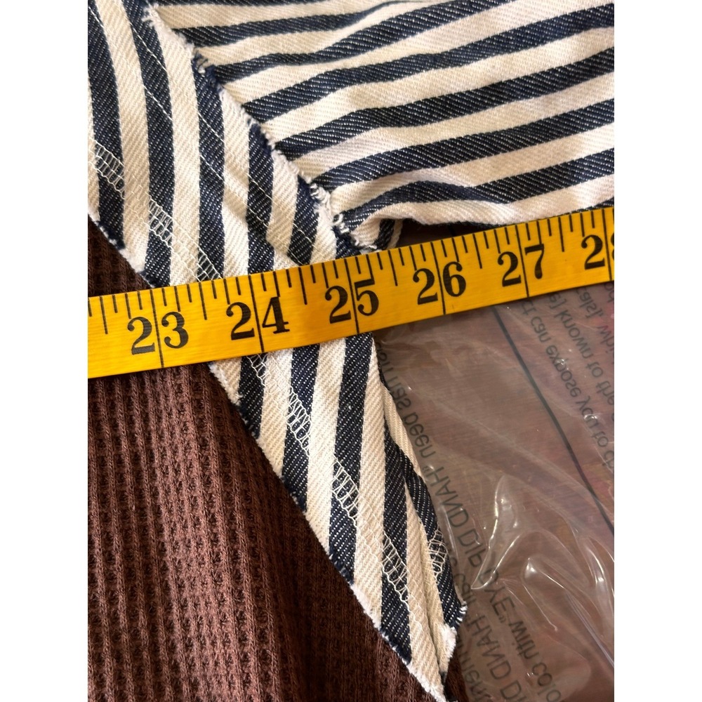 POL NWT Striped Waffle Knit Patchwork Button‎ Up … - image 9